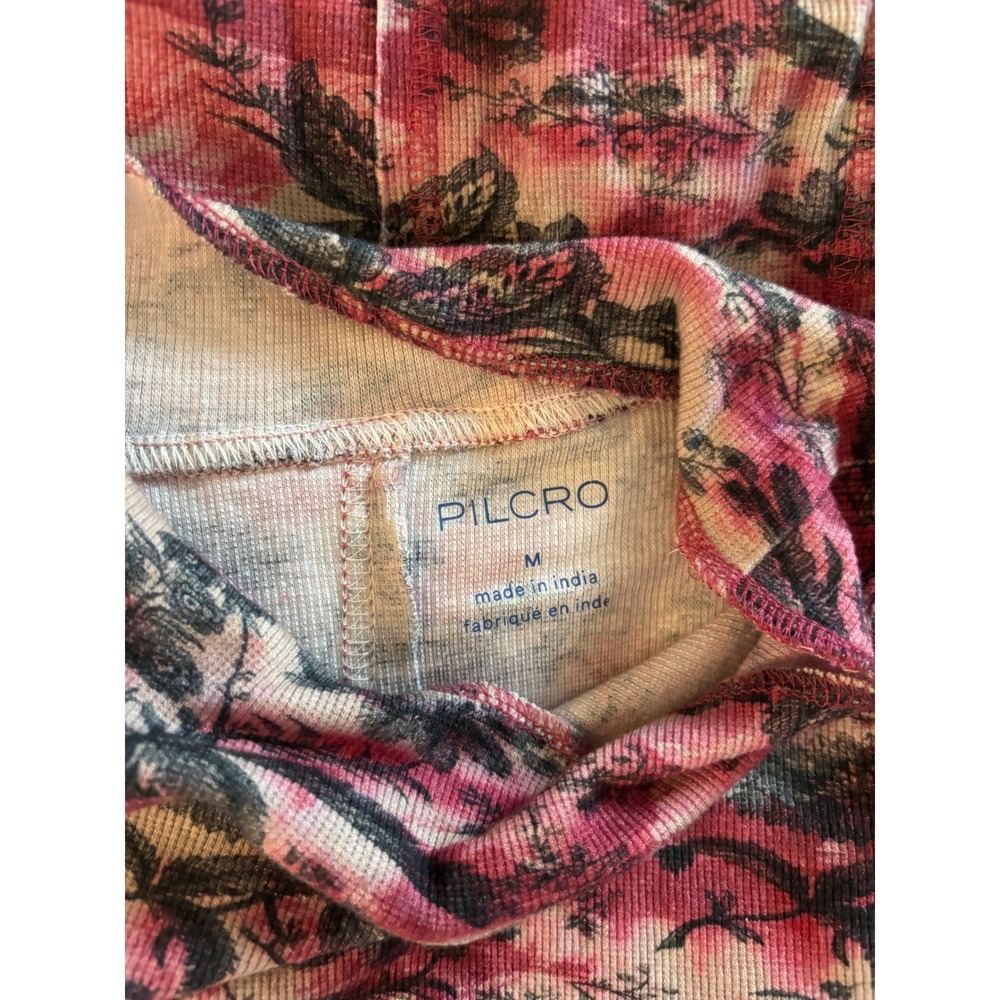 Anthro Pilcro Mock Neck Tank M NWT $58 Pink Combo Tropical Print - Picture 2 of 8